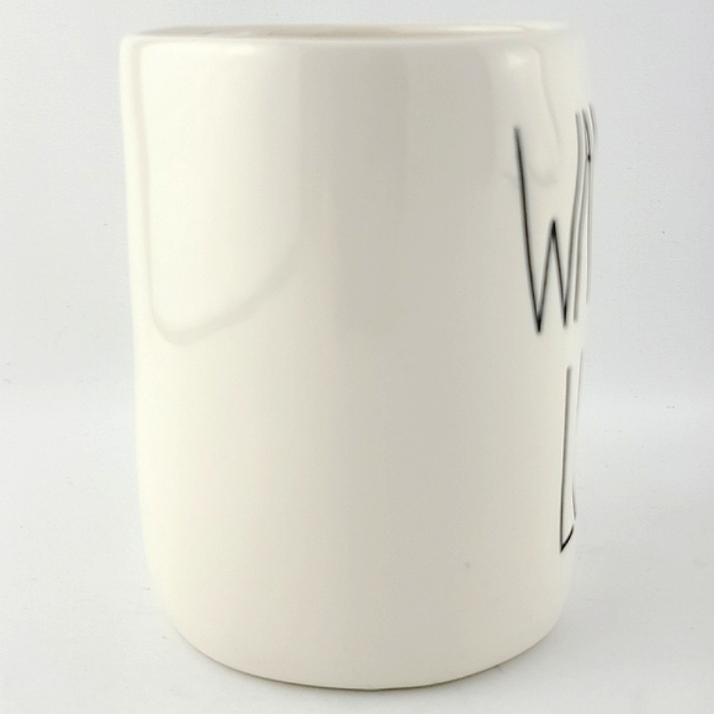 Rae Dunn Artisan by Magenta White Ceramic Mug Black Large Letters WANDER LUST - Picture 4 of 12